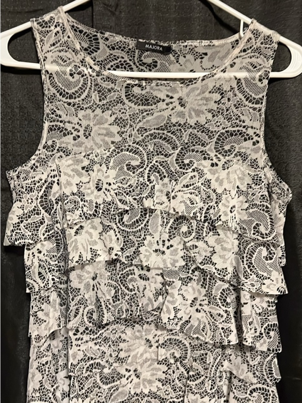 Majora White and Black Lace Tiered Camisole